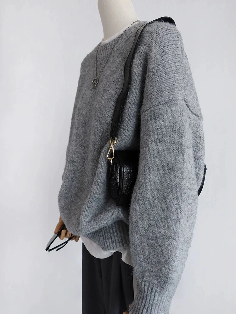 【静姐宠粉】针织百搭宽松宽松慵懒风加厚韩版秋冬纯色毛衣DY575