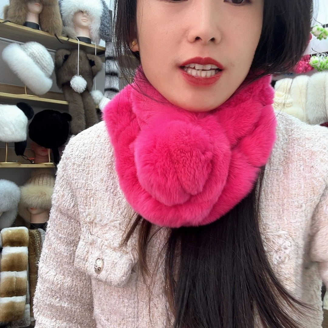 兔皮玫红色獭兔毛瑕疵