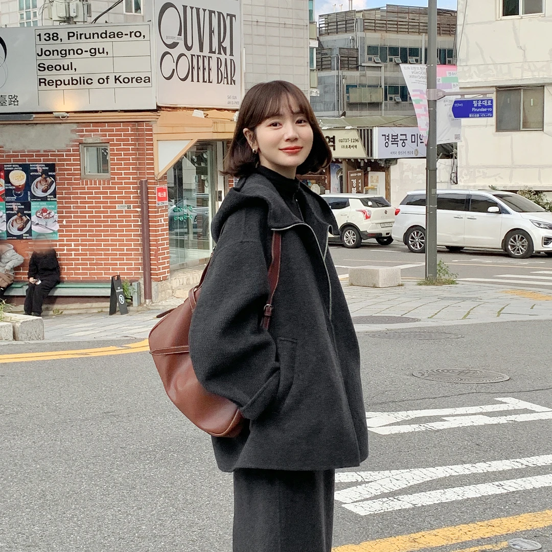 法儿家韩国限定【冬日济州岛】FS511W018 V领高级感外套