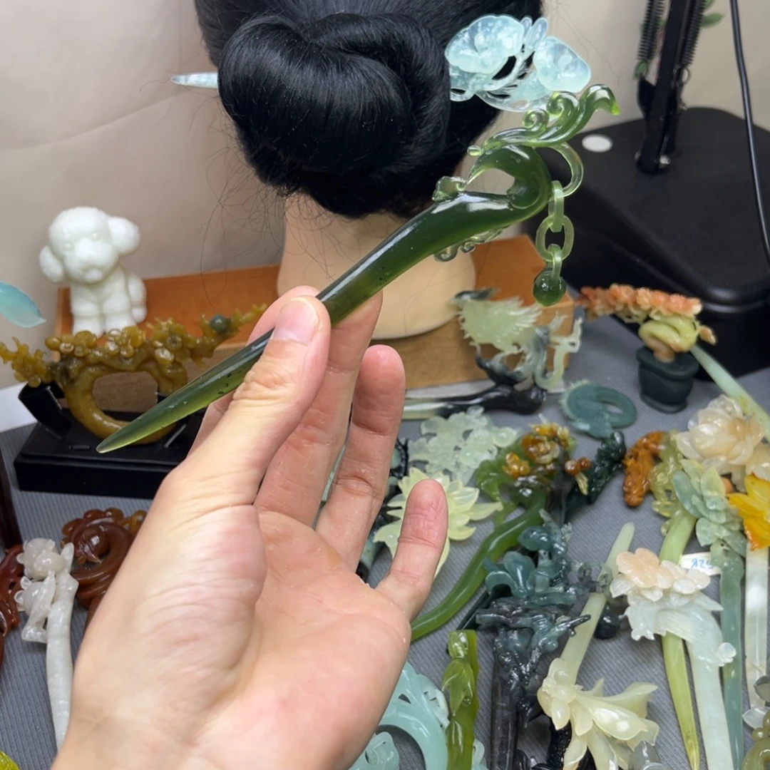 蛇纹石玉合金发饰