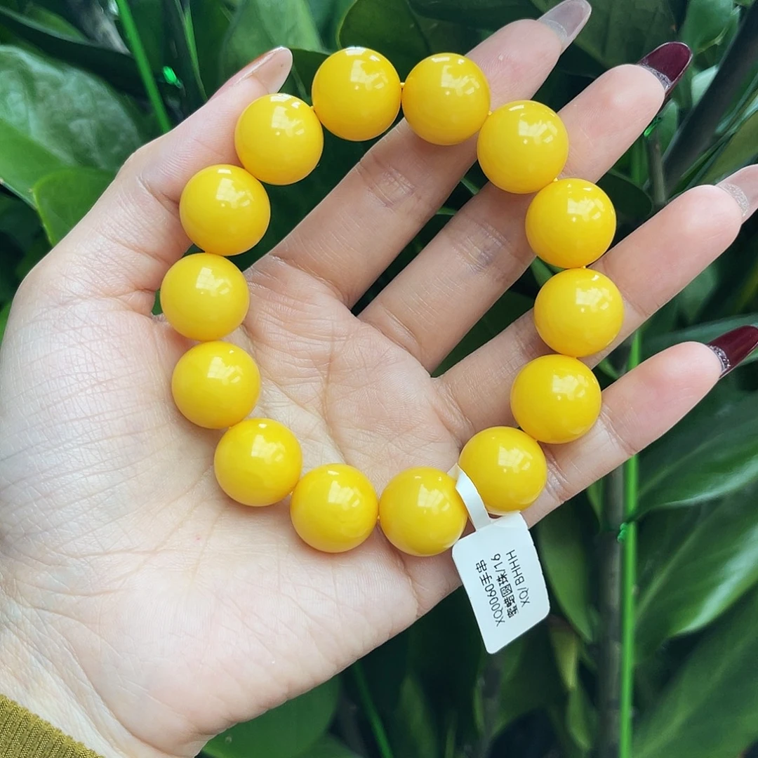 琥珀未镶嵌手链16m色标鸡油黄