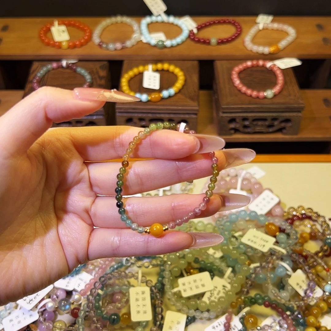 水晶手链银S925镶嵌碧玺1341