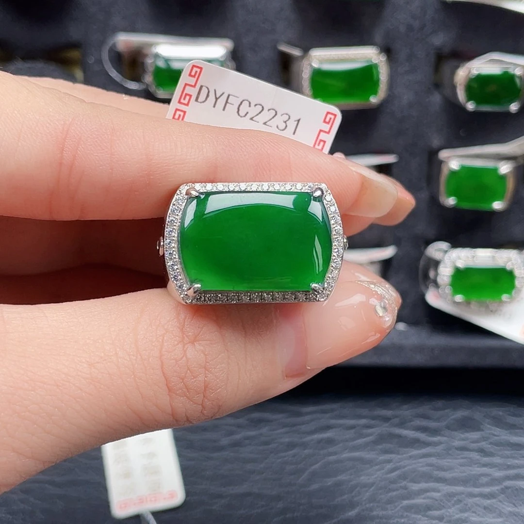 翡翠戒指银S925镶嵌老**了编号2231