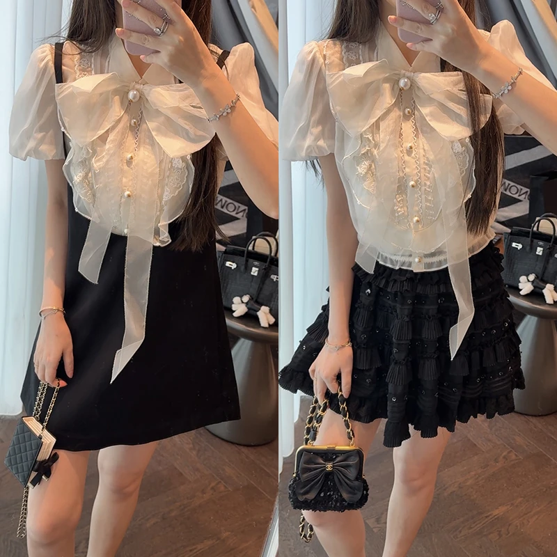 【mimius】U 高定款宫廷风衬衫+背心裙两穿（蝴蝶结可拆）G03231