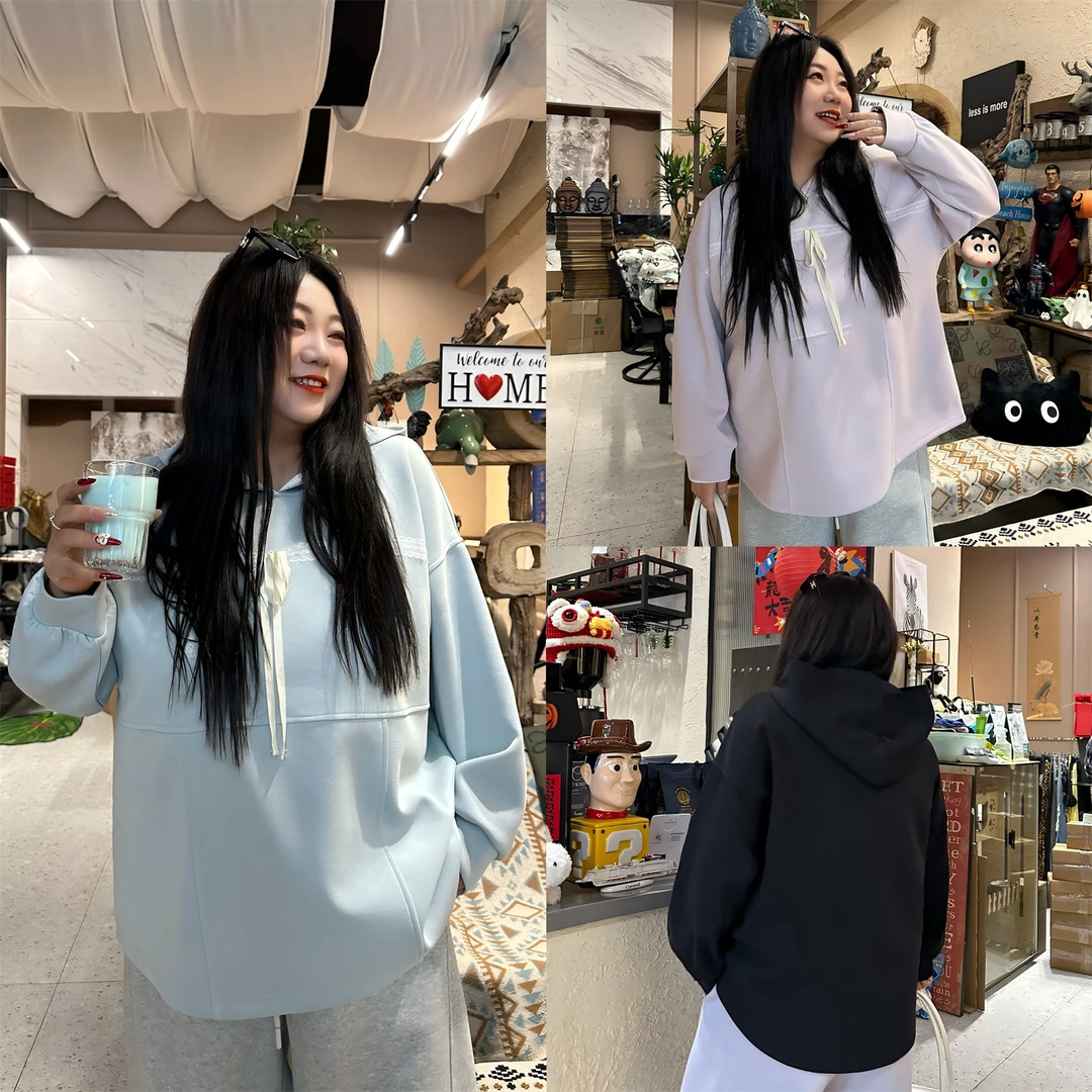 断码捡漏~约会日记 / 清爽系百搭连帽卫衣13703花契200斤胖mm春季