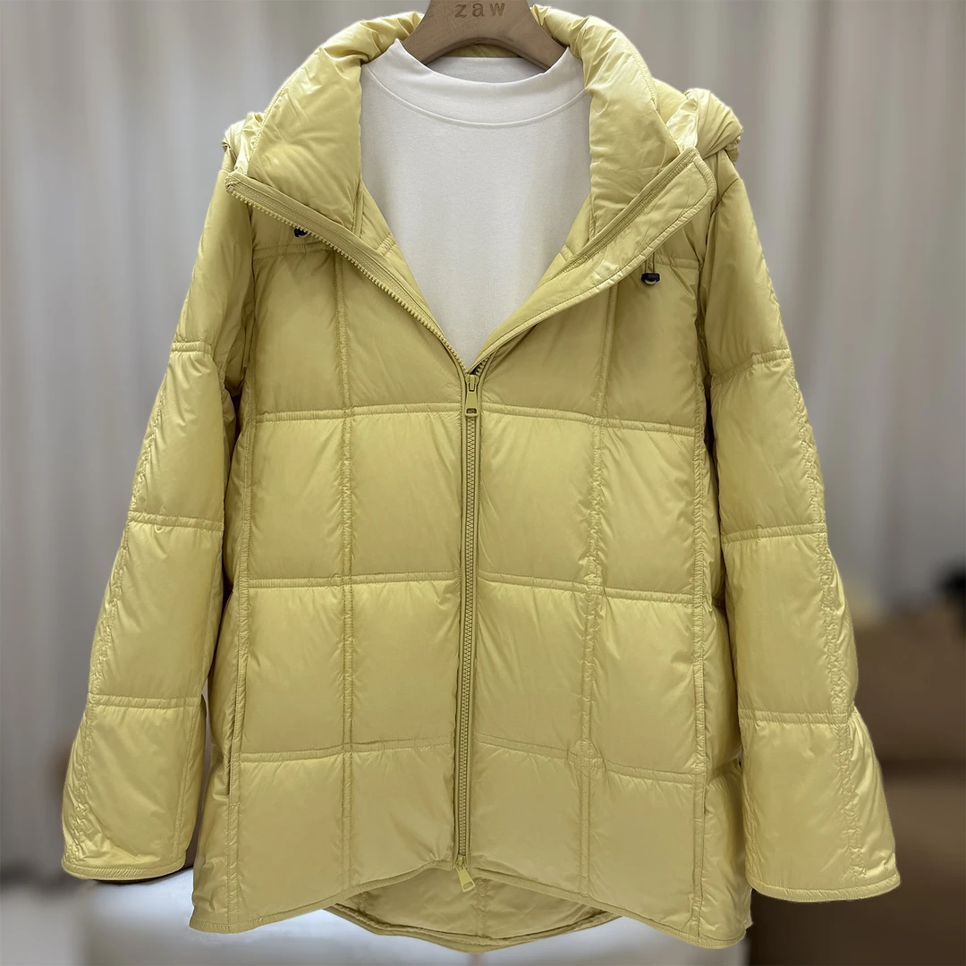 zaw大码女装胖妹妹休闲连帽羽绒服冬季白鸭绒胖mm保暖外套25375