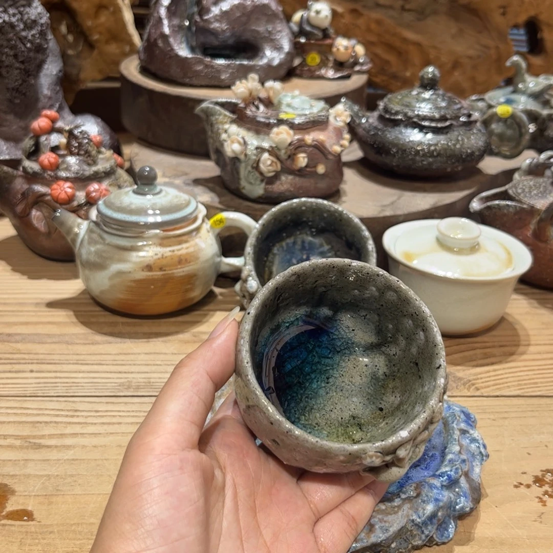 柴烧茶具手工茶杯