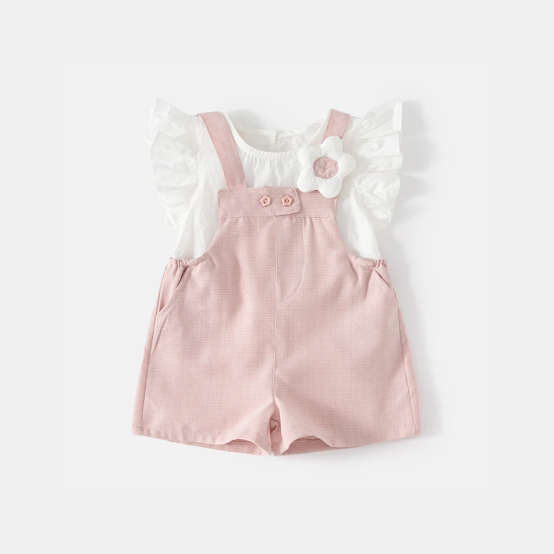 女童夏装套装2024新款洋气宝宝无袖衣服小童背带裤夏季儿童两件套