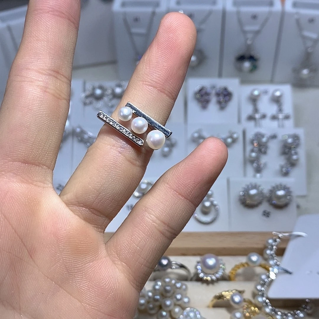 耳饰银S925镶嵌淡水珍珠