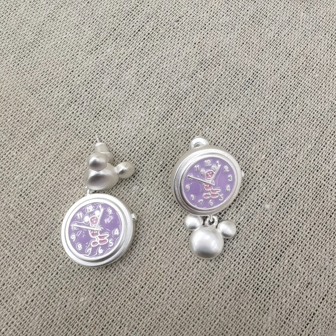 E388紫色米奇AB款耳钉耳饰