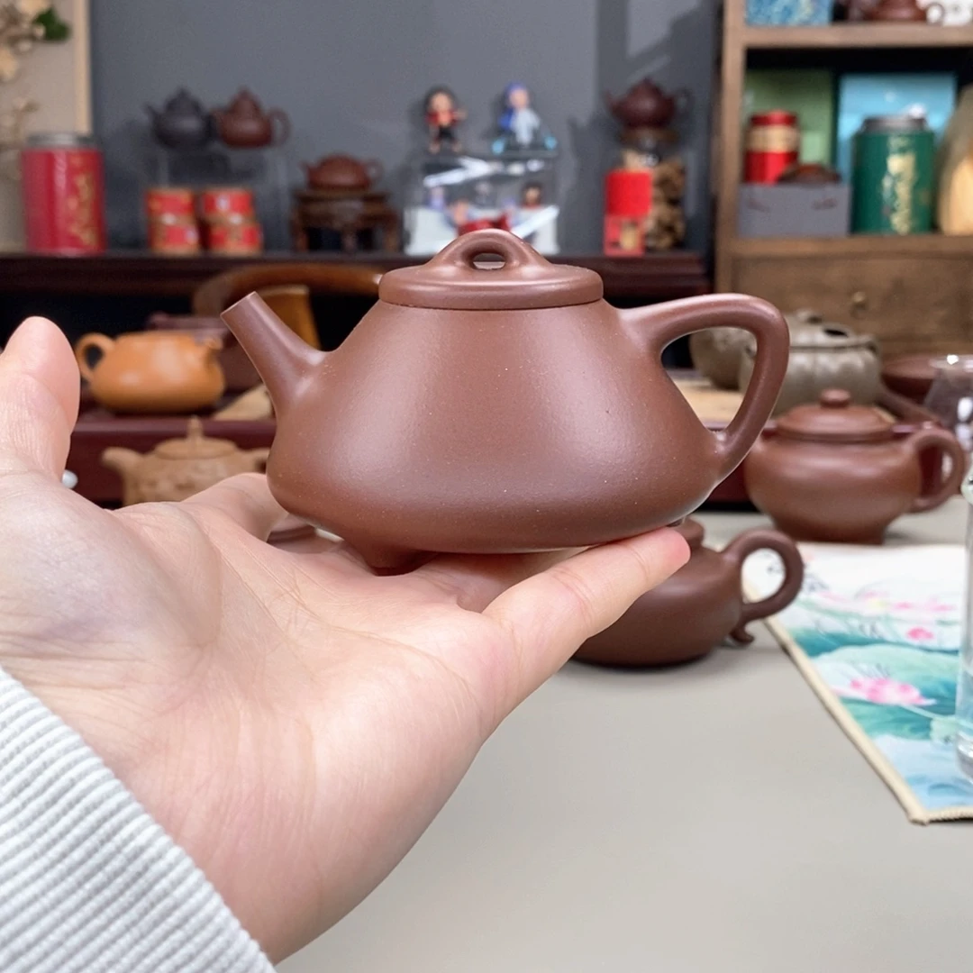 紫砂茶壶黄龙源底槽清子冶石瓢半手160cc