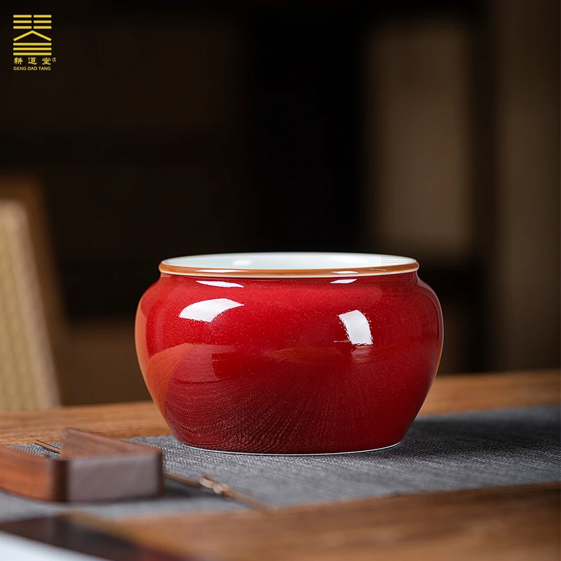 耕道堂霁红釉陶瓷优品--吉祥水洗笔洗纯手工高温颜色釉盛水钵