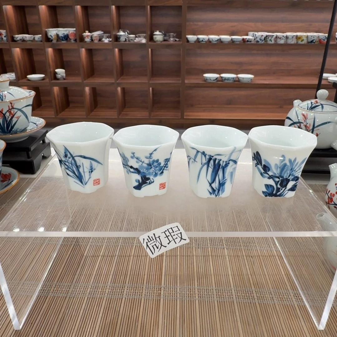 釉下手绘茶具微瑕