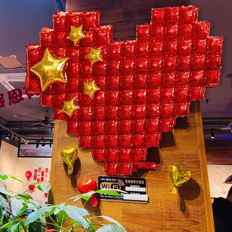 国庆中秋节五星红色爱心气球装饰氛围布置商场门学校背景拍照道具