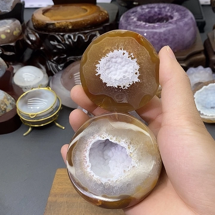 未镶嵌紫晶摆件黄玛瑙雪景盆