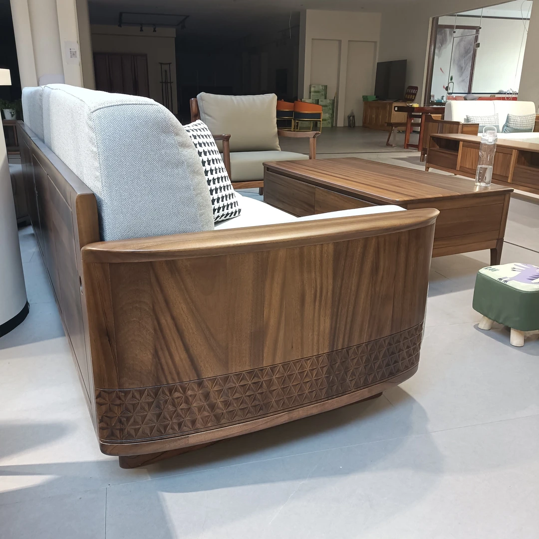 原木轻奢实木沙发，金丝核桃材质