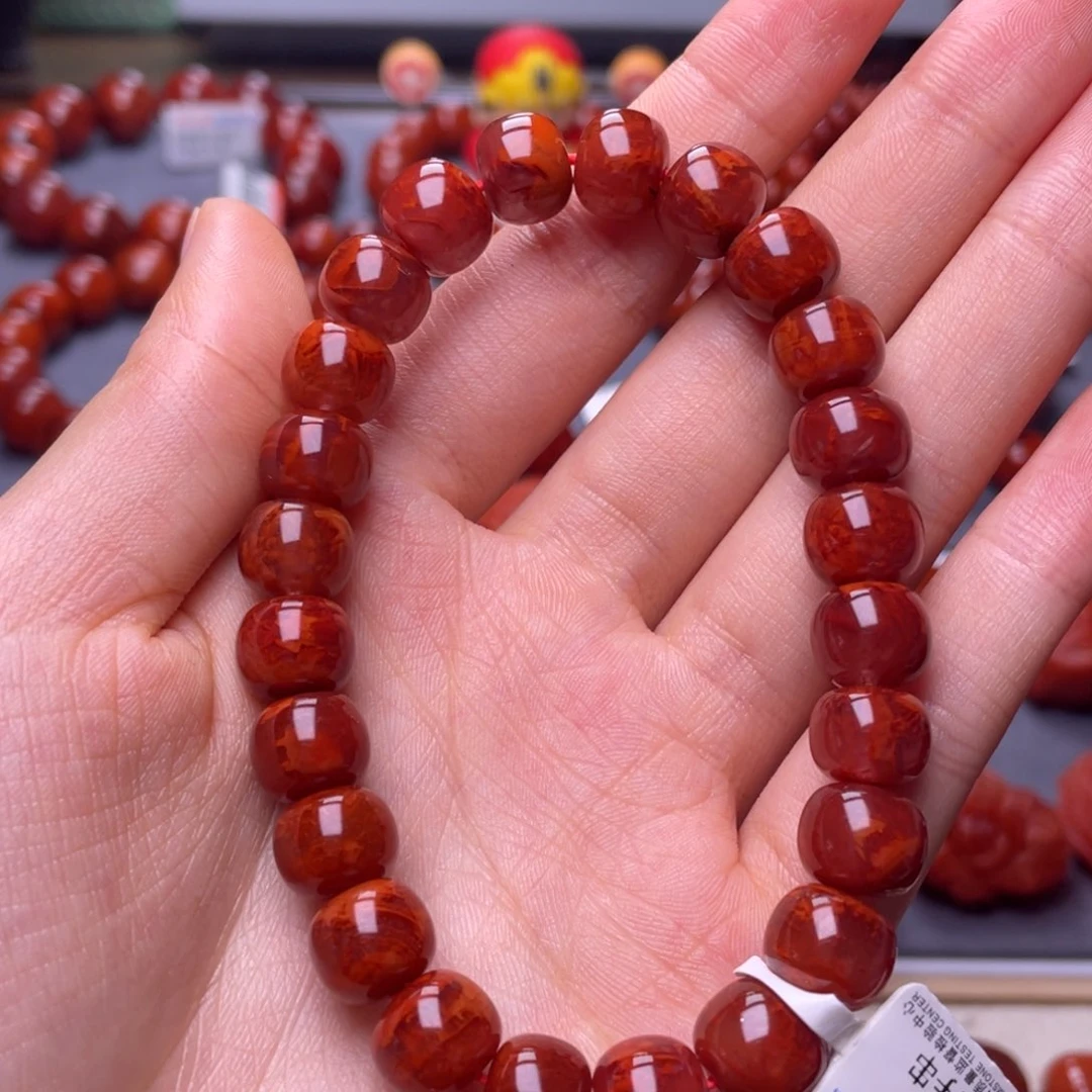 南红玛瑙其它未镶嵌10mm精品瓦西牛血火焰老型手串