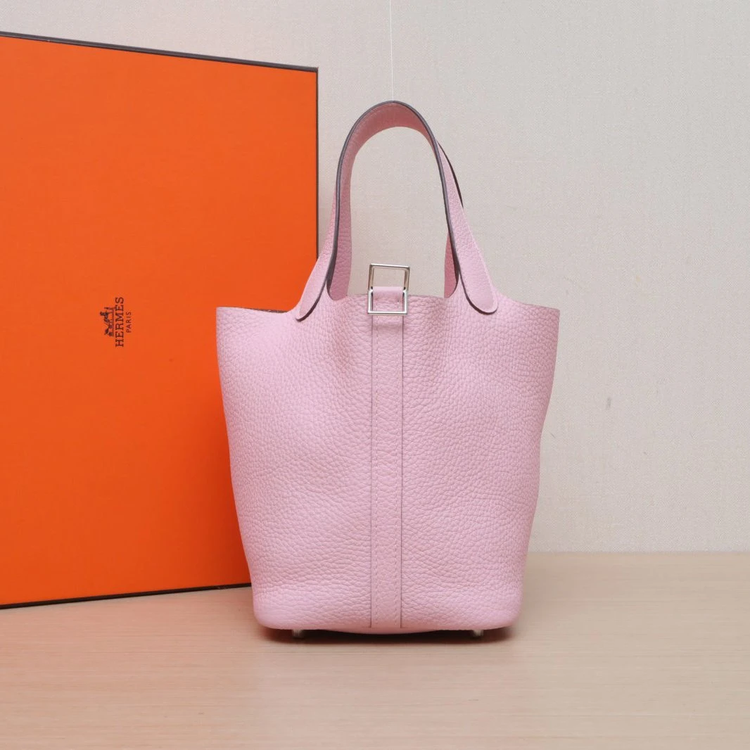 95新 Hermes/爱马仕 【双双】18 菜篮子 3Q新樱花粉 TC皮 K 2025