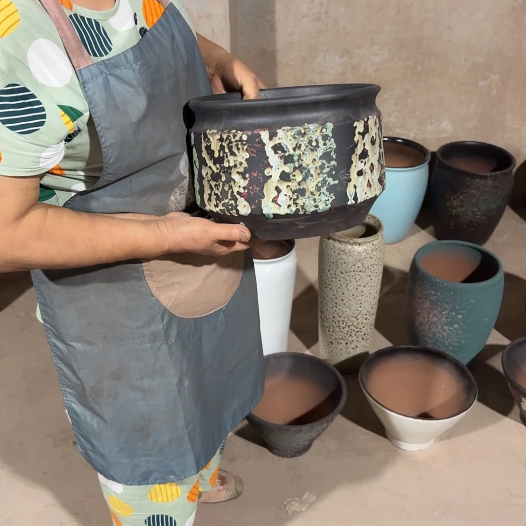 紫砂花盆口25高20