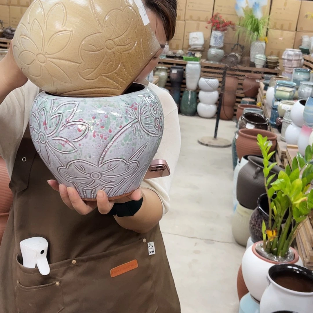紫砂花盆高度18口径16厘米