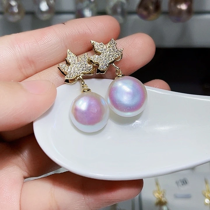 淡水珍珠耳饰银S925镶嵌小****?