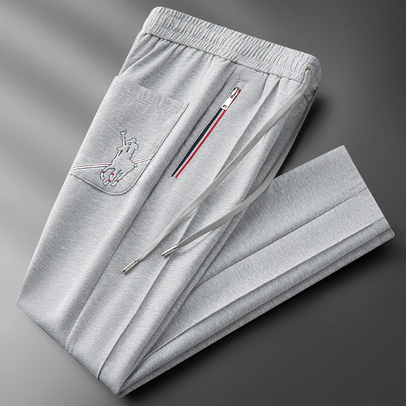 蒙鲁巴恩秋冬轻奢3D立体刺绣卫裤男直筒拉链太空棉休闲运动裤男士