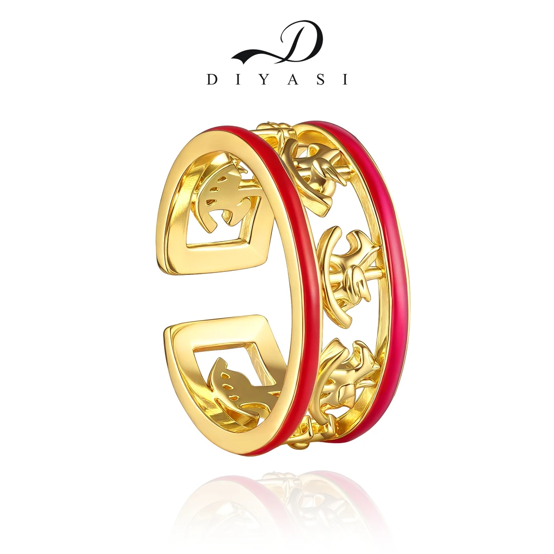 铜合金戒指 新款马年戒指全马开口可调节金色时尚高级感百搭0168R