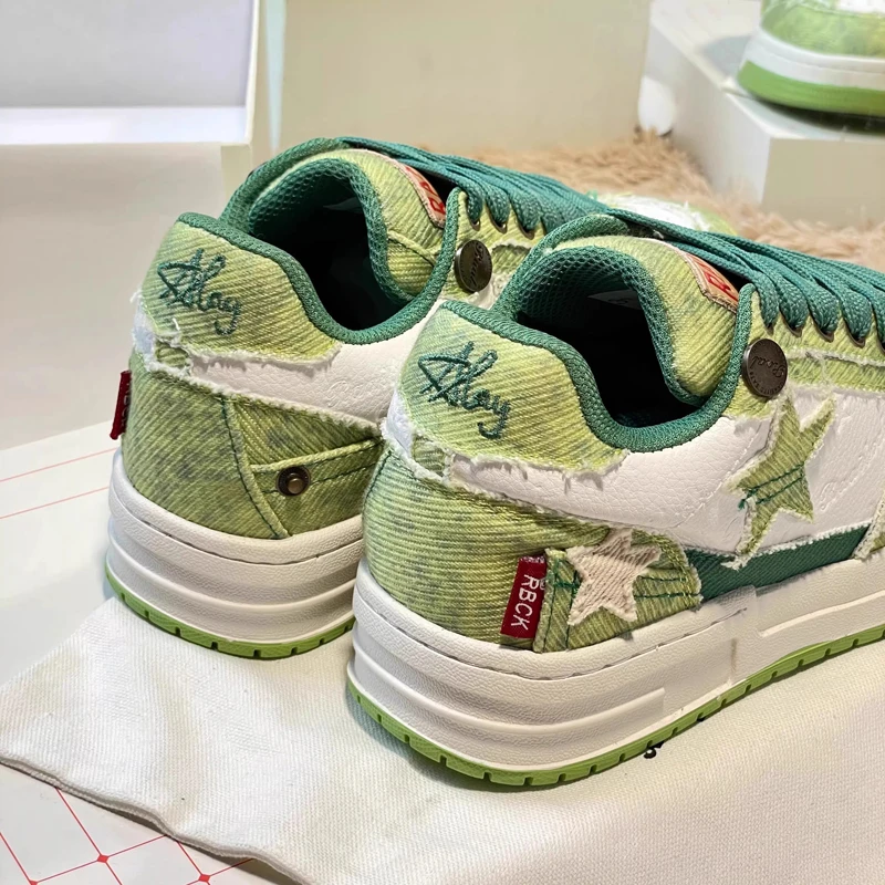 牛货专区~牛油果绿色星星鞋厚底2025新款男女运动休闲板鞋百搭潮