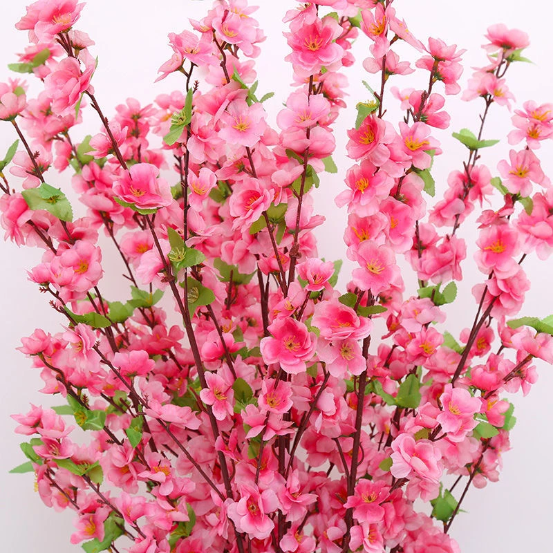 仿真桃花枝假腊梅花树枝樱花塑料花干花落地客厅绢花摆件室内装饰