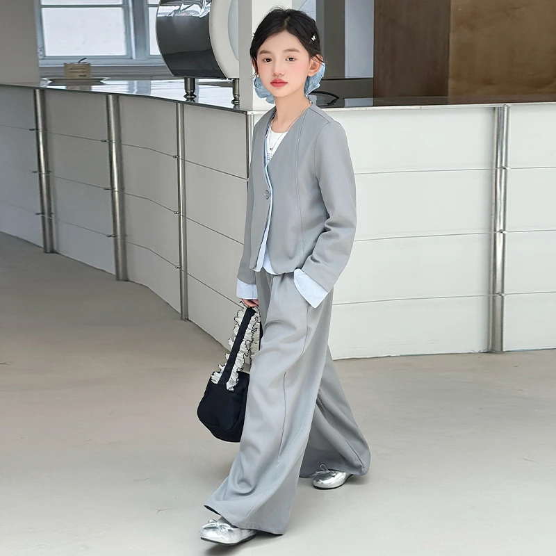 简约潮牌店铺儿童服装2025年新款衣服女童装秋装套装6-12岁高级感