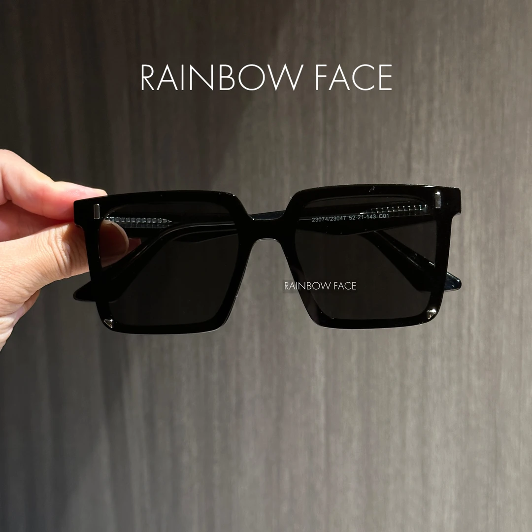 超大黑色方框尼龙镜片太阳墨镜独特米钉设计时尚个性uv400墨镜潮