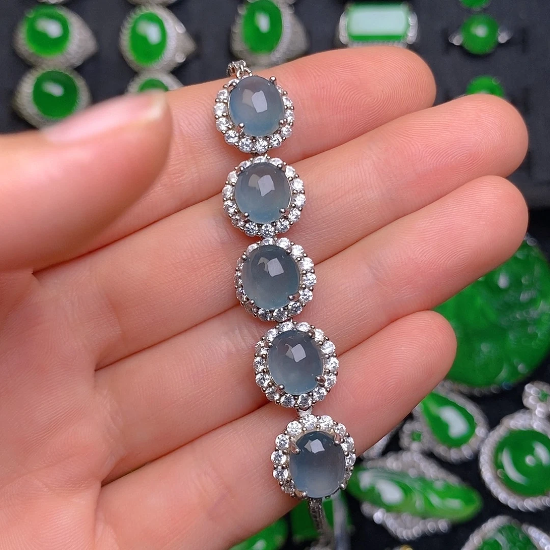 翡翠银S925镶嵌手链