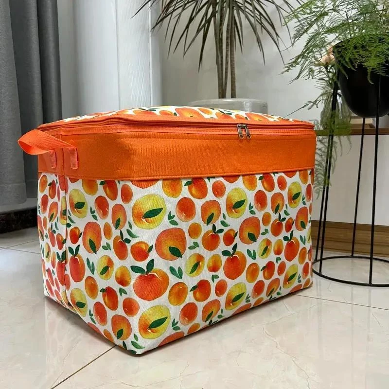 【2个装】100L心想事橙双拉链防尘防潮收纳箱带盖衣物被子收纳筐