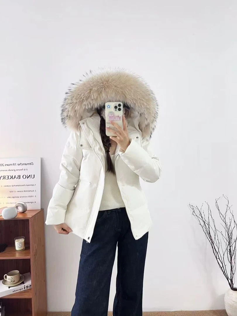 短款棉服女2025冬季新款修身显瘦可拆大毛领连帽保暖夹克外套7797