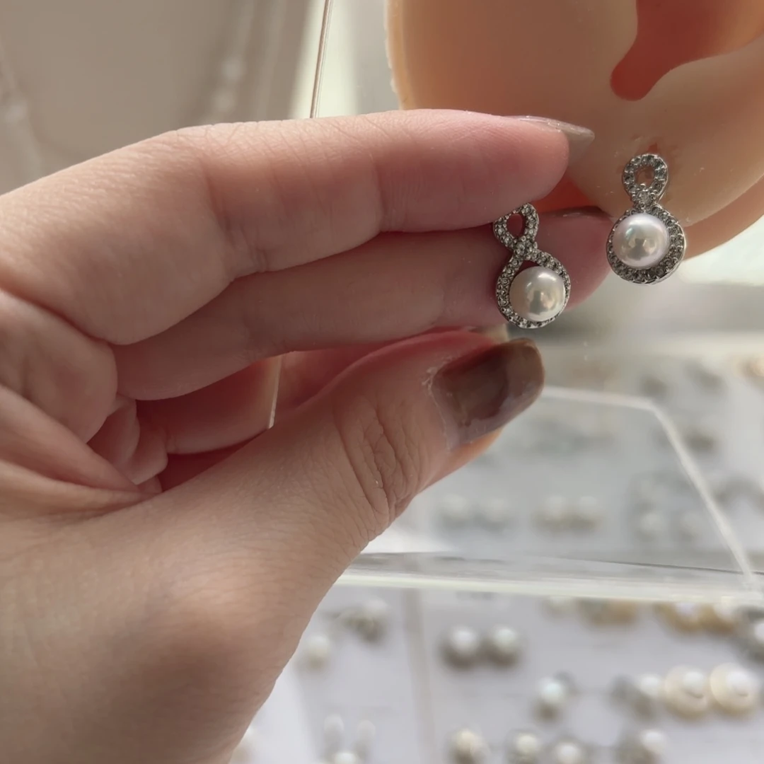 合金淡水珍珠耳饰