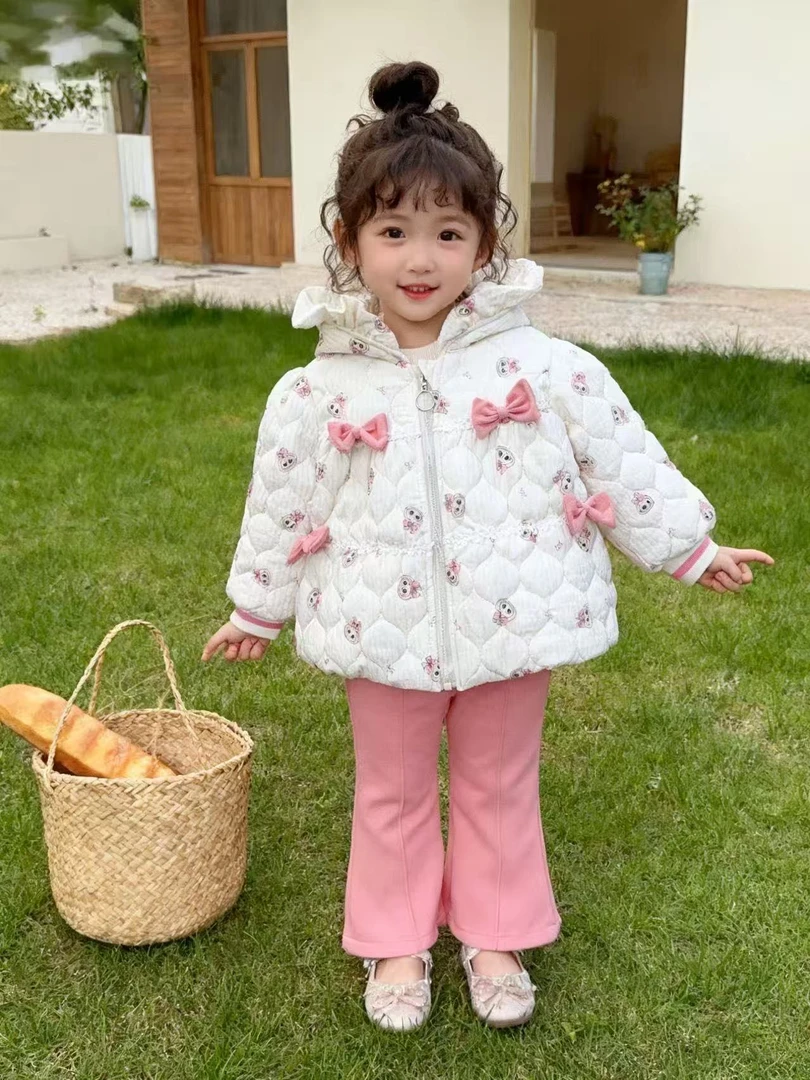 【新疆包邮】小童加绒蝴蝶结小布三件套03101