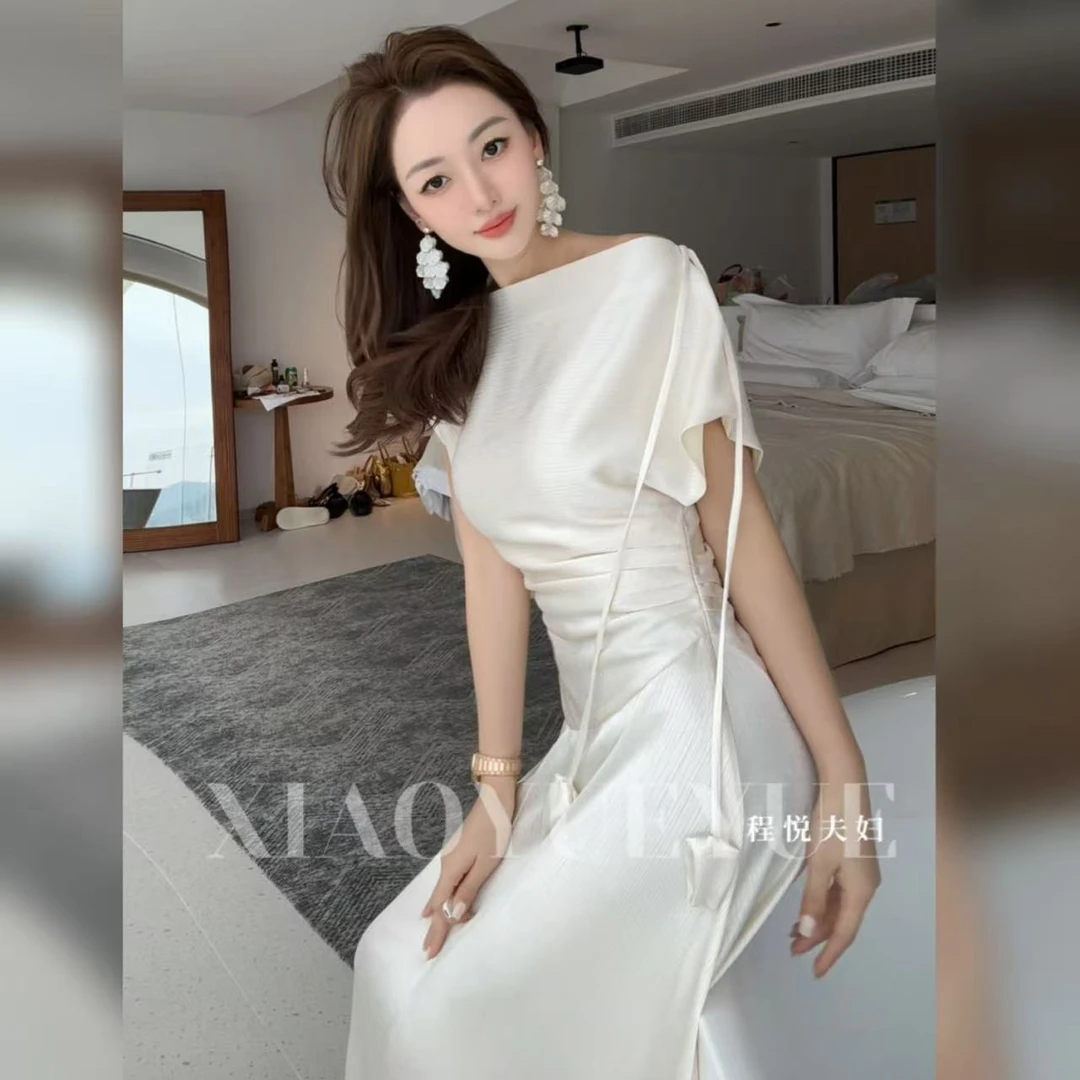 程悦夫妇【半岛情书】A-01908轻奢时尚法式2025年新款收腰连衣裙