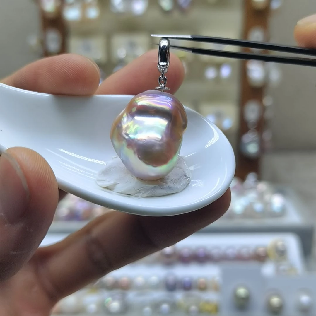 颈饰银S925镶嵌淡水珍珠诗*吊坠定制不退换