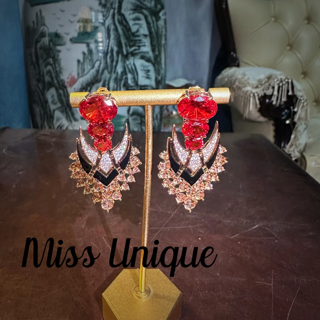 E9013橘色椭圆地中海系列耳环