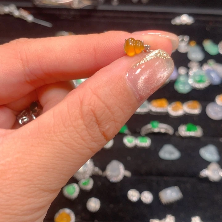 银S925镶嵌翡翠耳饰提溜