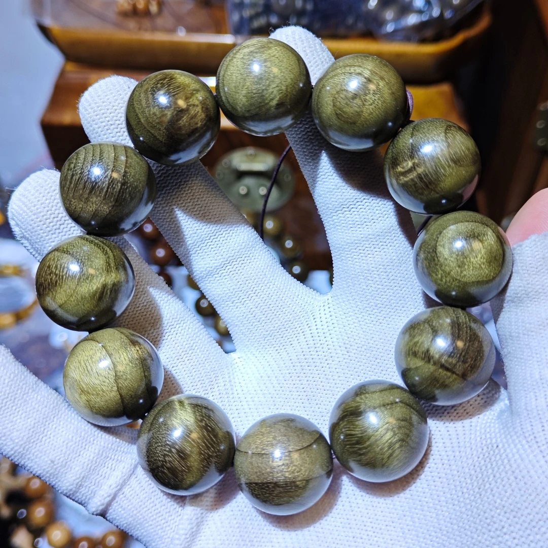 金丝楠阴沉绿料2.0水波文玩手串