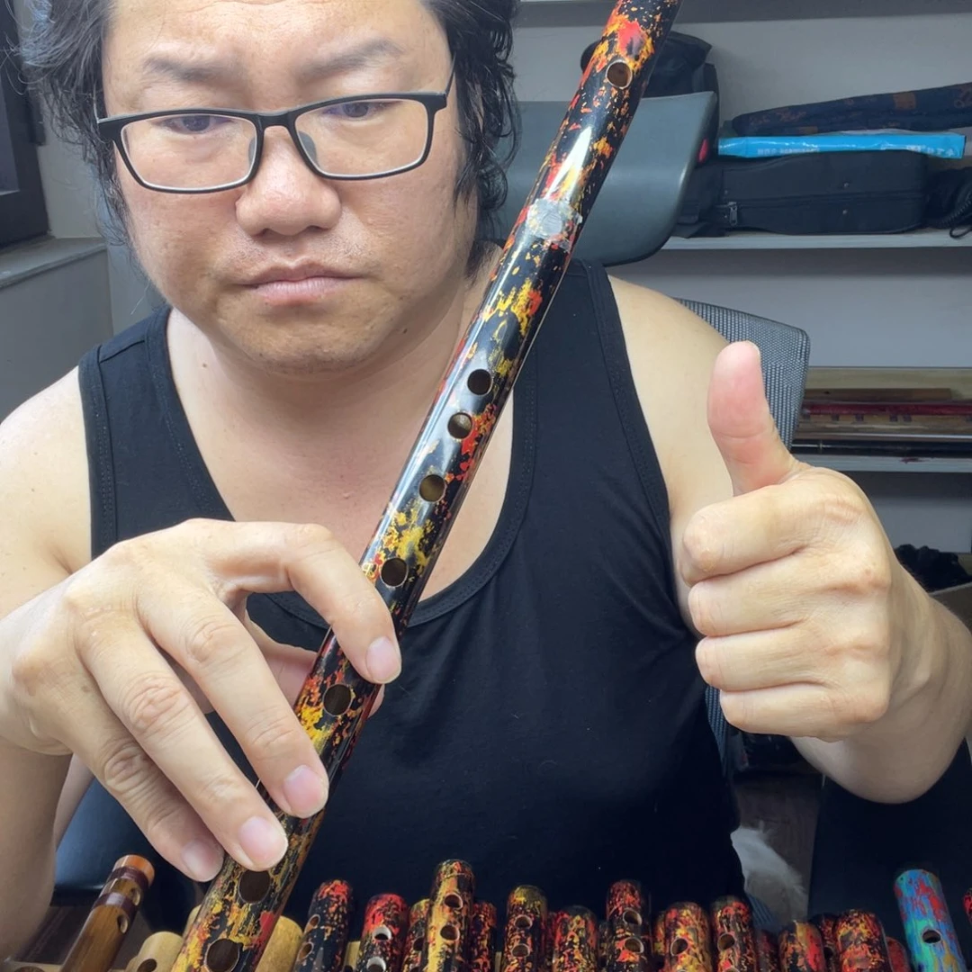 苦竹裱布大漆e调笛子