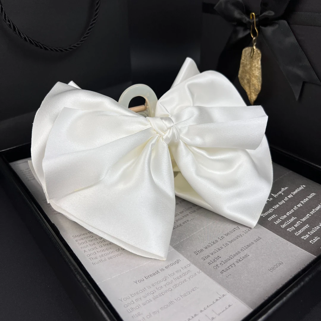 叶之秋新款皓月白多层灵动超大号蝴蝶结抓夹超仙洋气气质鲨鱼夹