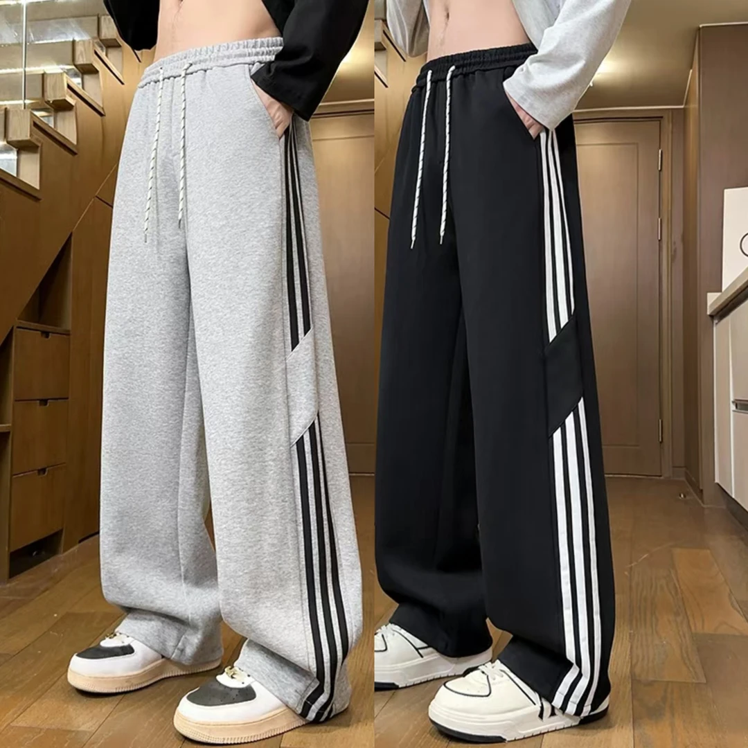 春秋休闲宽松舒适穿搭长款裤子高中生学院风男生直筒百搭运动裤子