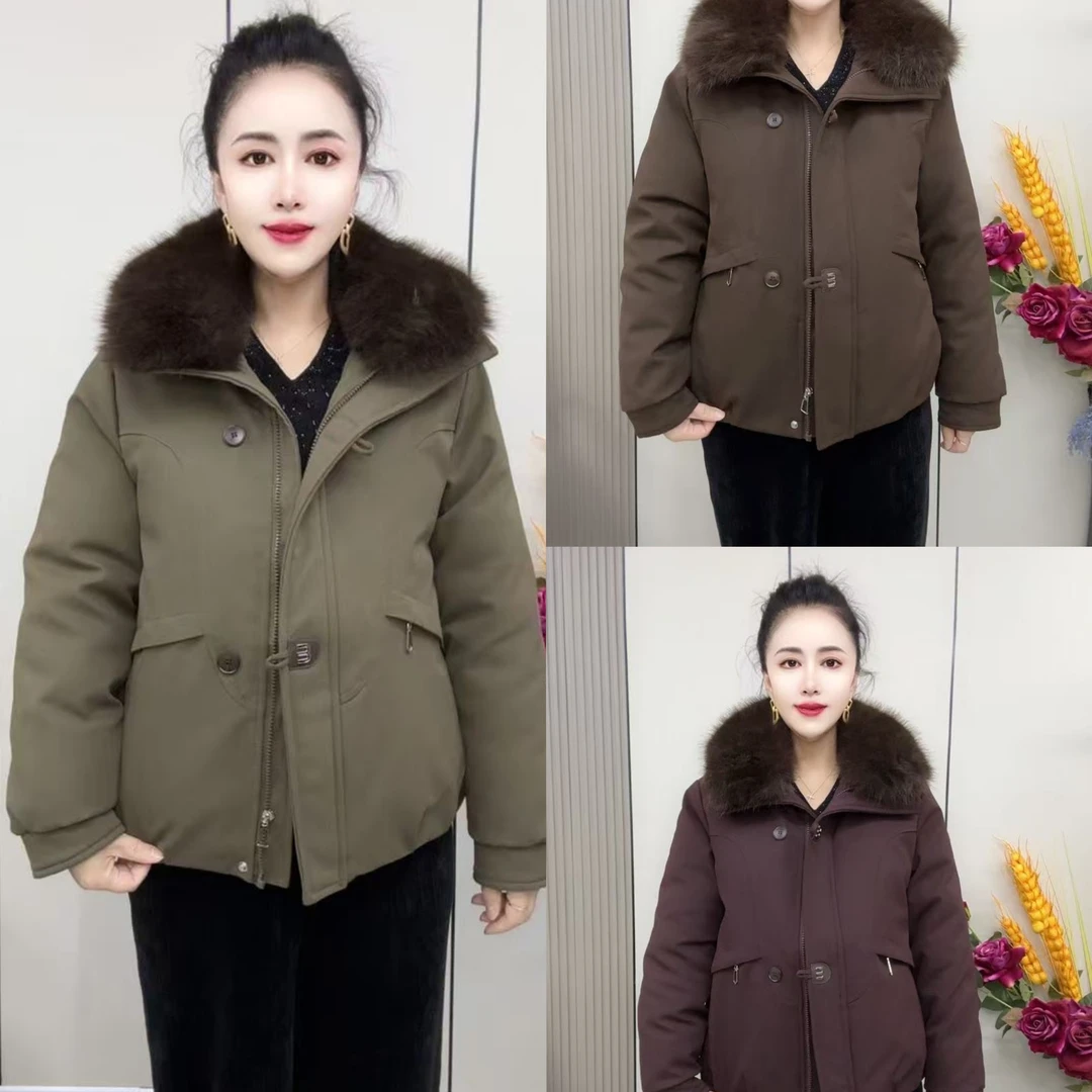 C8830款毛领短款棉服外套