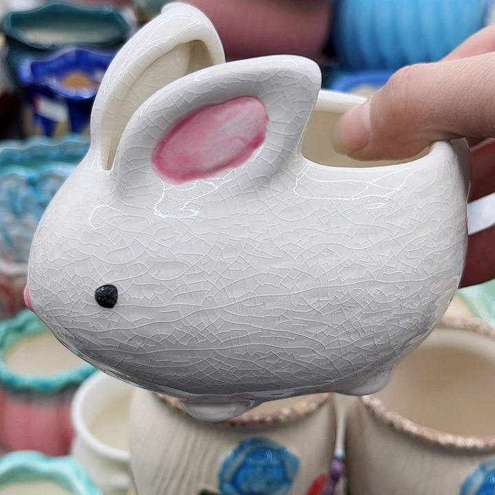 多肉绿植陶瓷花盆9.9包邮，有孔