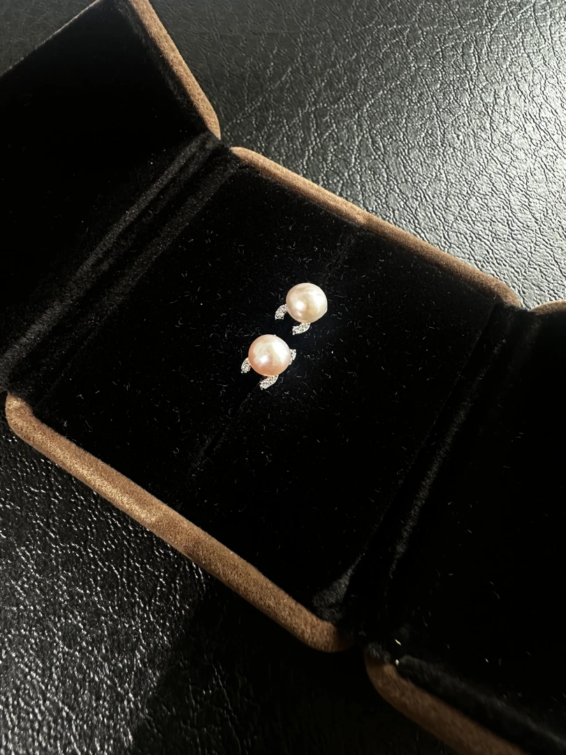 天然珍珠耳钉s925银托691