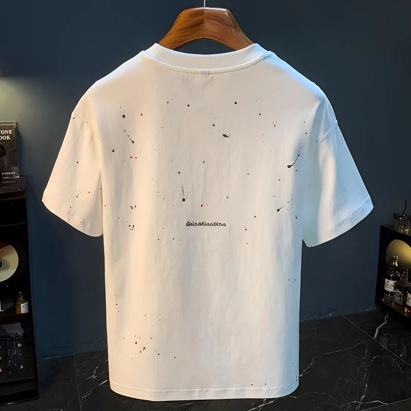 MR.MUDI/穆迪先生潮流泼墨短袖T恤男夏季薄款圆领大码透气宽松