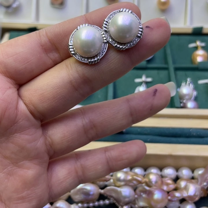 淡水珍珠耳饰合金