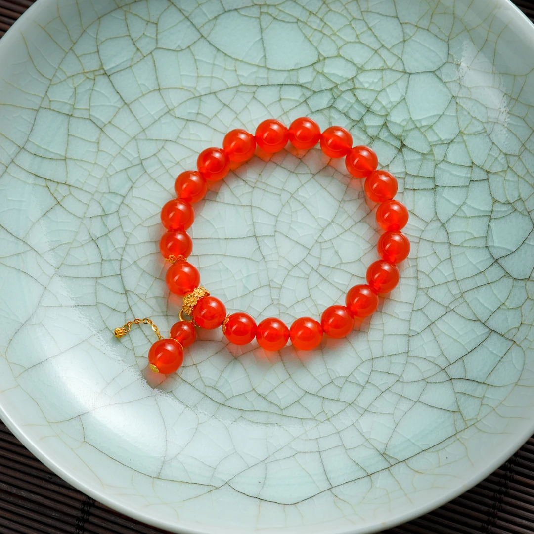 博姐臻选·凌安丨南红冰红18K金典藏级手串约8.5-9mm*S6298